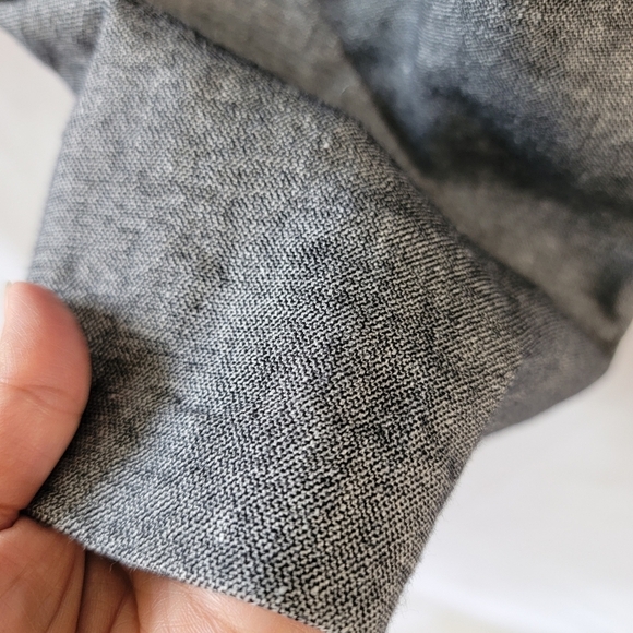 TALBOTS Bristol Pant Women Sz 14 Gray Linen Blend Pleat Front Cropped Minimalist - Picture 8 of 12